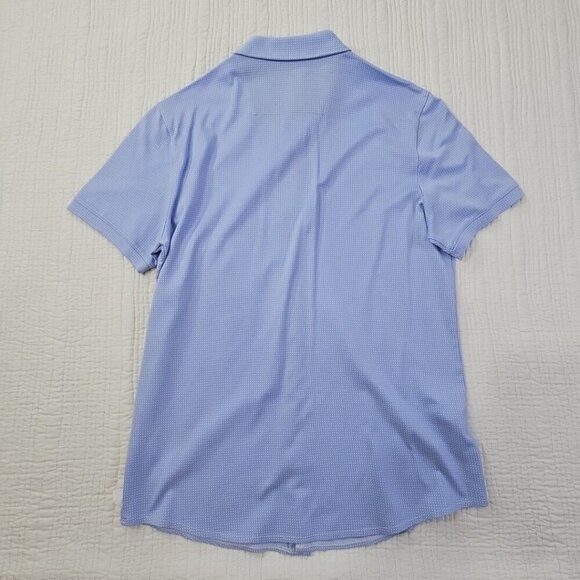 Calvin Klein Mercerized Button Up Shirt Men's Medium Baby Blue Geometric EUC LN - Picture 11 of 15